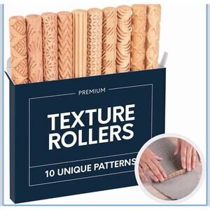 Byllstore Premium Texture Rolling Pins Set of 10 Polymer Clay Tools